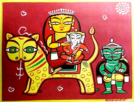 Jamini Roy Of Painting Greetings Card with Wrapper and Ribbon