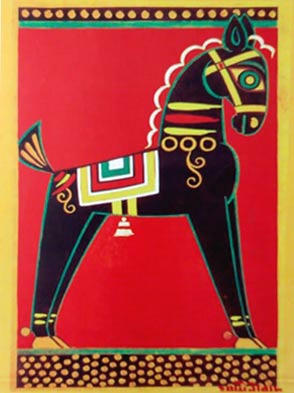 Jamini Roy Of Painting Greetings Card with Wrapper and Ribbon